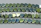 CHE994 15.5 inches 4*4mm heart plated hematite beads wholesale