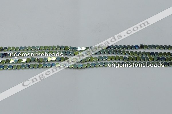 CHE994 15.5 inches 4*4mm heart plated hematite beads wholesale