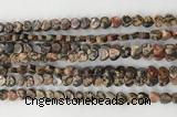 CHG108 15.5 inches 6mm flat heart leopardskin jasper beads wholesale