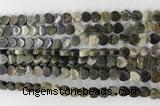 CHG112 15.5 inches 6mm flat heart black silver leaf beads wholesale