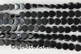 CHG120 15.5 inches 8mm flat heart black stone beads wholesale