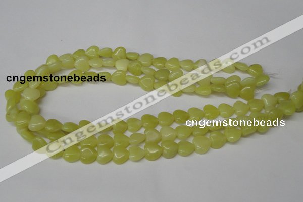 CHG16 15.5 inches 10*10mm heart lemon jade gemstone beads wholesale