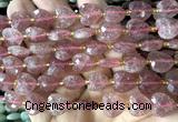 CHG302 15 inches 12mm faceted heart strawberry quartz beads