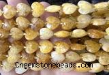 CHG305 15 inches 12mm faceted heart yellow quartz beads