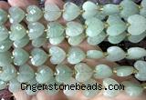 CHG309 15 inches 12mm faceted heart green aventurine jade beads