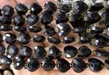 CHG320 15 inches 12mm faceted heart black obsidian beads