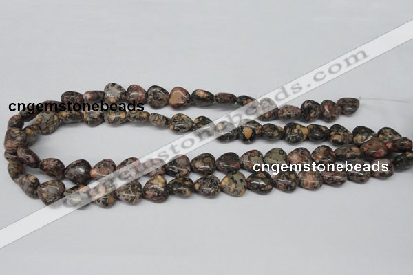 CHG35 12*12mm heart red leopard skin jasper beads wholesale