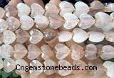 CHG352 15 inches 14mm faceted heart red quartz beads wholesale