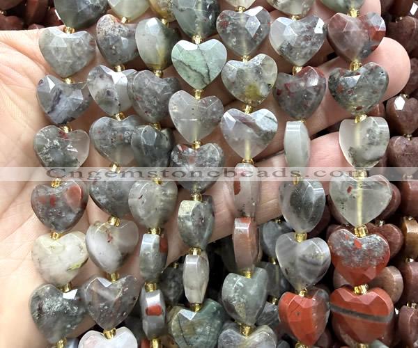 CHG363 15 inches 14mm faceted heart blood jasper beads