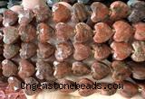 CHG364 15 inches 14mm faceted heart red sesame jasper beads