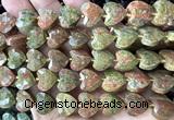 CHG369 15 inches 14mm faceted heart unakite gemstone beads