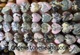 CHG373 15 inches 14mm faceted heart rhodonite gemstone beads