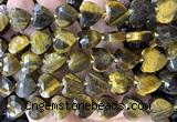 CHG375 15 inches 14mm faceted heart yellow tiger eye beads