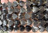 CHG376 15 inches 14mm faceted heart silver obsidian beads