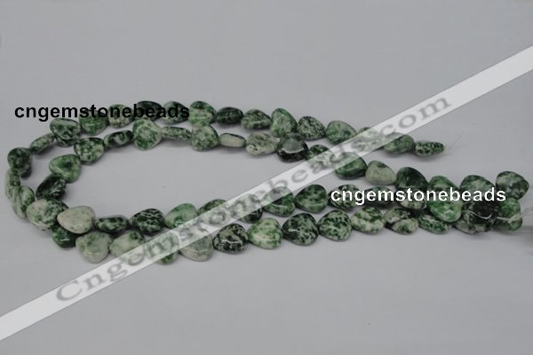 CHG38 15.5 inches 12*12mm heart green spot jasper beads wholesale
