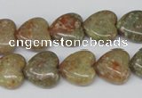 CHG45 15.5 inches 14*14mm heart New unakite gemstone beads wholesale