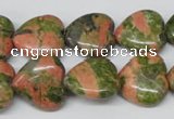 CHG60 15.5 inches 16*16mm heart unakite gemstone beads wholesale