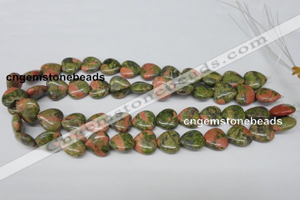 CHG60 15.5 inches 16*16mm heart unakite gemstone beads wholesale