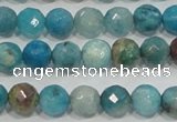 CHM212 15.5 inches 8mm faceted round blue hemimorphite beads