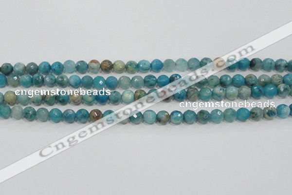 CHM212 15.5 inches 8mm faceted round blue hemimorphite beads