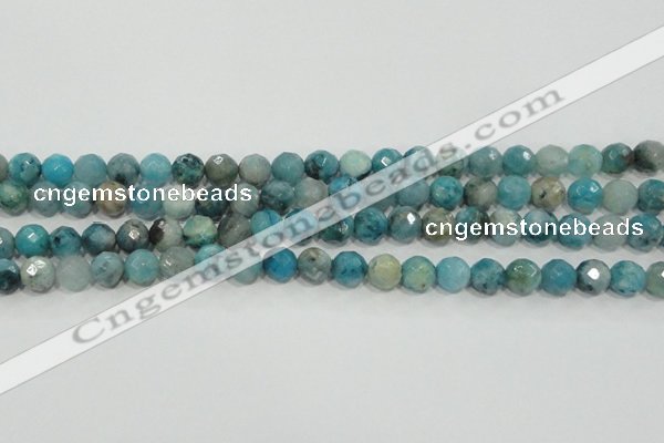 CHM213 15.5 inches 10mm faceted round blue hemimorphite beads