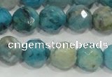 CHM215 15.5 inches 14mm faceted round blue hemimorphite beads