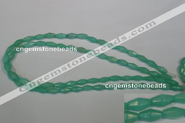 CHM24 15.5 inches 6*12mm faceted rice green hemimorphite beads