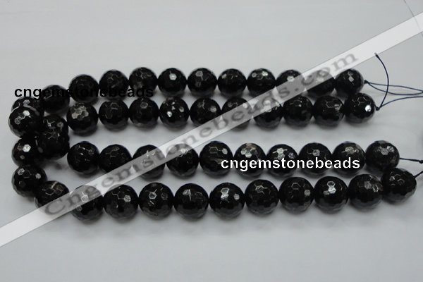 CHS06 15.5 inches 16mm faceted round natural hypersthene gemstone beads