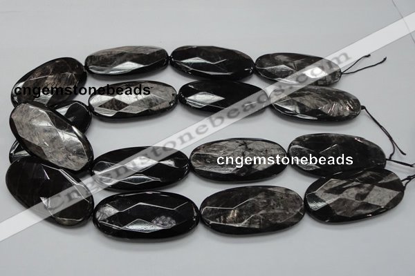 CHS09 15.5 inches 25*50mm faceted oval natural hypersthene gemstone beads