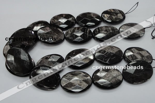 CHS10 15.5 inches 30*40mm faceted oval natural hypersthene gemstone beads