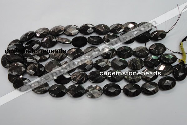 CHS15 15.5 inches 15*20mm faceted oval natural hypersthene beads