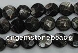 CHS17 15.5 inches 10mm faceted coin natural hypersthene beads