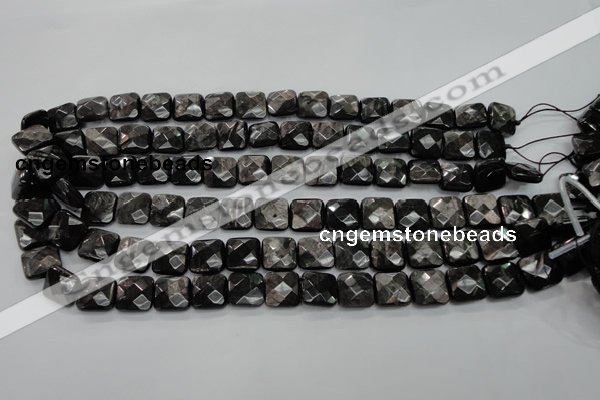 CHS26 15.5 inches 12*12mm faceted square natural hypersthene beads