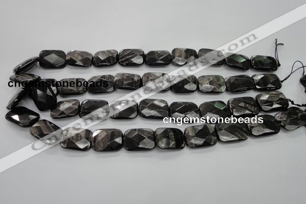 CHS38 15.5 inches 15*20mm faceted rectangle natural hypersthene beads