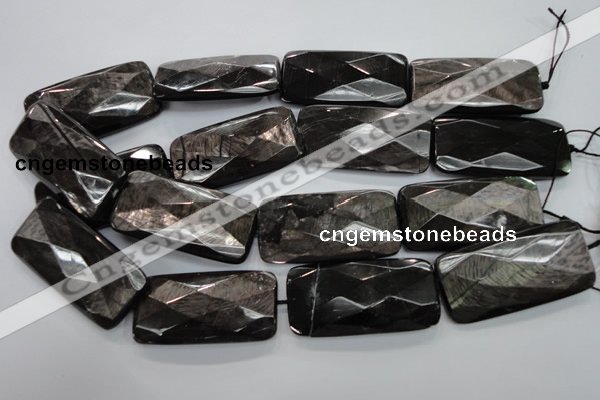 CHS42 15.5 inches 25*50mm faceted rectangle natural hypersthene beads