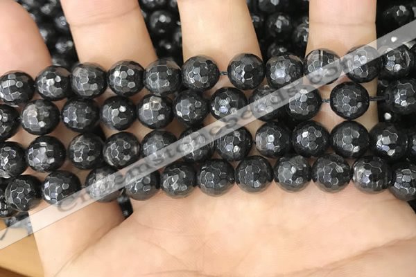 CHS45 15.5 inches 8mm faceted round natural hypersthene beads