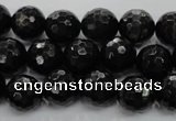 CHS47 15.5 inches 12mm faceted round natural hypersthene beads