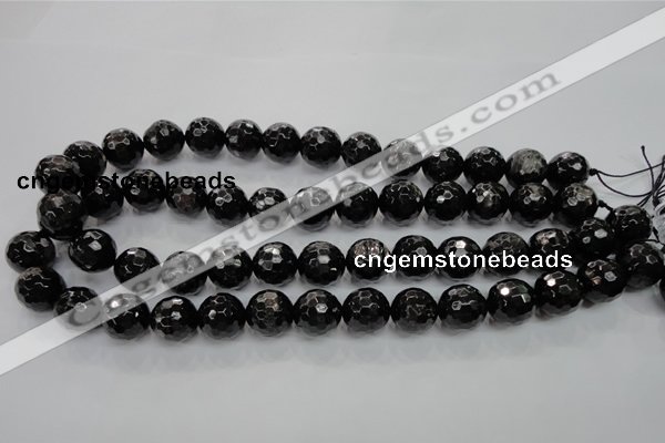 CHS48 15.5 inches 14mm faceted round natural hypersthene beads