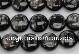 CHS61 15.5 inches 12mm flat round natural hypersthene beads