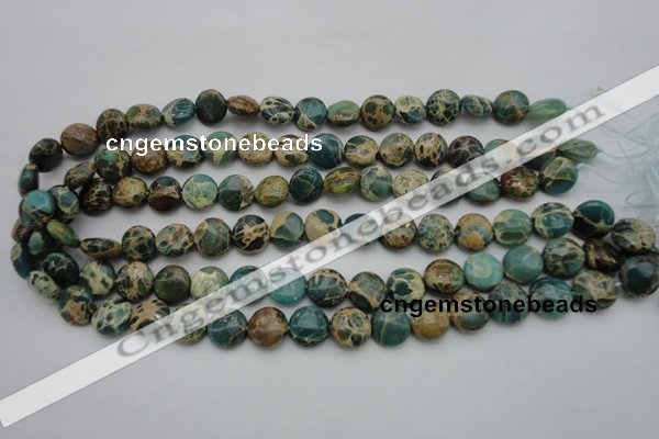 CIJ28 15.5 inches 12mm flat round impression jasper beads wholesale