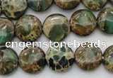 CIJ29 15.5 inches 14mm flat round impression jasper beads wholesale