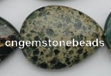 CIJ40 15.5 inches 30*40mm flat teardrop impression jasper beads wholesale