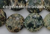 CIJ46 15.5 inches 20mm flat round impression jasper beads wholesale