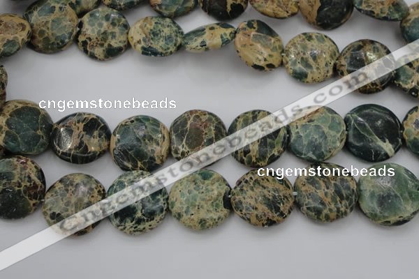 CIJ46 15.5 inches 20mm flat round impression jasper beads wholesale