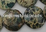 CIJ47 15.5 inches 25mm flat round impression jasper beads wholesale