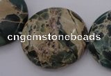 CIJ48 15.5 inches 30mm flat round impression jasper beads wholesale