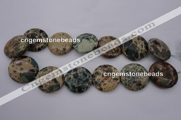 CIJ48 15.5 inches 30mm flat round impression jasper beads wholesale