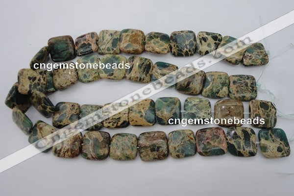 CIJ56 15.5 inches 20*20mm square impression jasper beads wholesale