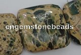 CIJ58 15.5 inches 30*30mm square impression jasper beads wholesale