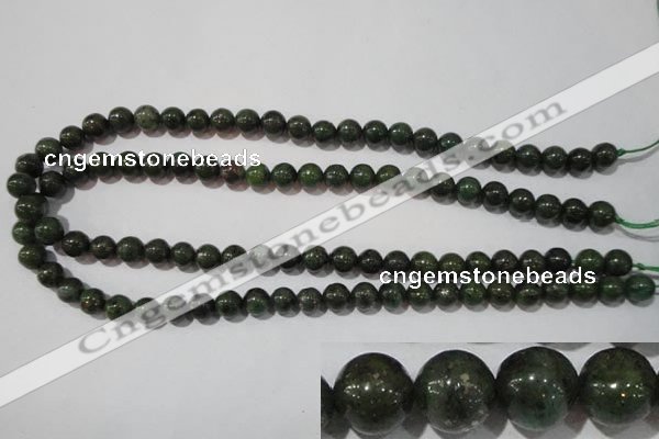 CIS02 15.5 inches 8mm round green iron stone beads wholesale